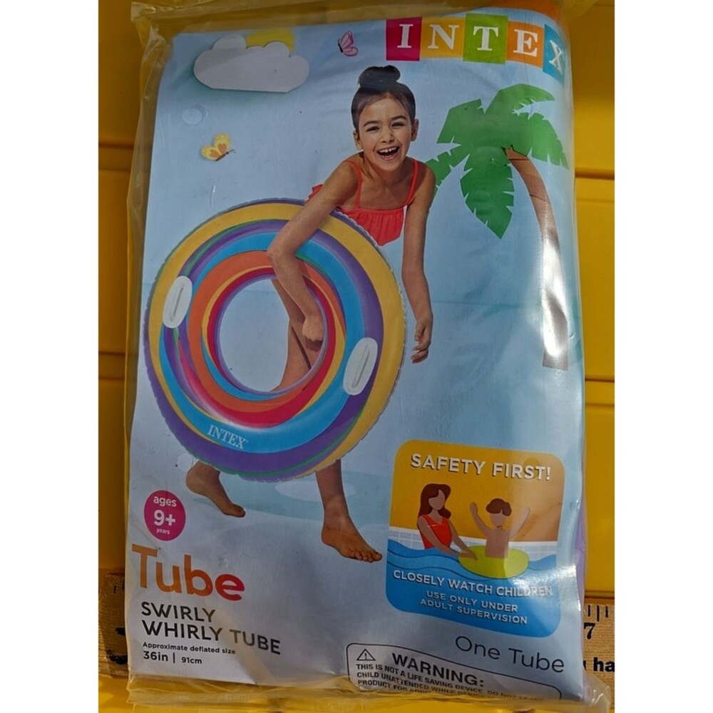 INTEX SWIRLY WHIRLY TUBE 36" Round Swim Pool Tube NEW PURPLE BOTTOM